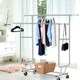 darrahopens Furniture > Bedroom Artiss 6FT Double Rail Clothes Rack Coat Stand Adjustable Garment Rolling Hanger
