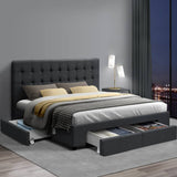 darrahopens Furniture > Bedroom Artiss Avio Bed Frame Fabric Storage Drawers - Charcoal Double