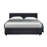 darrahopens Furniture > Bedroom Artiss Avio Bed Frame Fabric Storage Drawers - Charcoal Double
