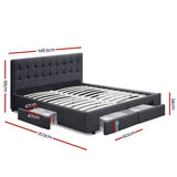 darrahopens Furniture > Bedroom Artiss Avio Bed Frame Fabric Storage Drawers - Charcoal Double