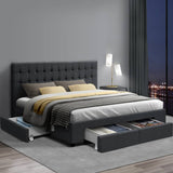 darrahopens Furniture > Bedroom Artiss Avio Bed Frame Fabric Storage Drawers - Charcoal King