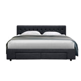 darrahopens Furniture > Bedroom Artiss Avio Bed Frame Fabric Storage Drawers - Charcoal King