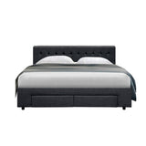 darrahopens Furniture > Bedroom Artiss Avio Bed Frame Fabric Storage Drawers - Charcoal Queen