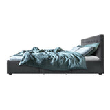 darrahopens Furniture > Bedroom Artiss Avio Bed Frame Fabric Storage Drawers - Grey Queen