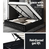 darrahopens Furniture > Bedroom Artiss Bed Frame Double Size Gas Lift Base With Storage Black Leather Tiyo Collection