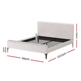 Darrahopens Furniture > Bedroom Artiss Bed Frame King Bed Base w Headboard Beige Fabric Wooden Slats Metal Legs