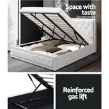 darrahopens Furniture > Bedroom Artiss Bed Frame King Size Gas Lift Base With Storage White Leather Tiyo Collection