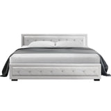 darrahopens Furniture > Bedroom Artiss Bed Frame King Size Gas Lift Base With Storage White Leather Tiyo Collection