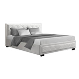 darrahopens Furniture > Bedroom Artiss Bed Frame King Size Gas Lift Base With Storage White Leather Tiyo Collection