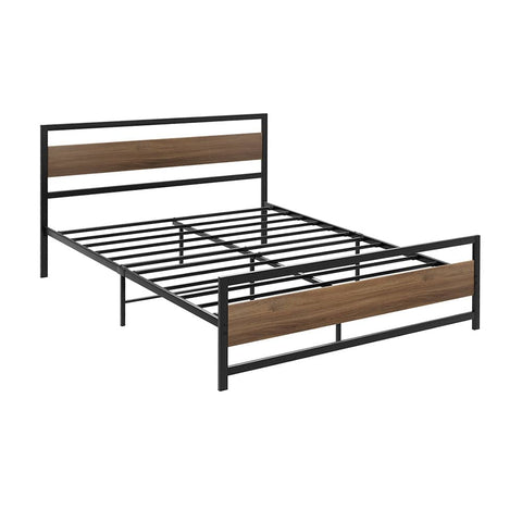 Darrahopens Furniture > Bedroom Artiss Bed Frame Metal Bed Base Double Size Platform Wooden Headboard Black DREW