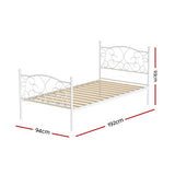 Darrahopens Furniture > Bedroom Artiss Bed Frame Metal Bed Base Single Size Platform Foundation White GROA