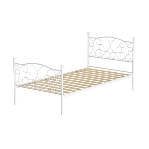 Darrahopens Furniture > Bedroom Artiss Bed Frame Metal Bed Base Single Size Platform Foundation White GROA
