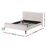 Darrahopens Furniture > Bedroom Artiss Bed Frame Queen Bed Base w Headboard Beige Fabric Wooden Slats Metal Legs