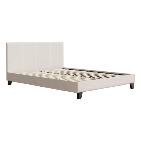 Darrahopens Furniture > Bedroom Artiss Bed Frame Queen Size Boucle Fabric Mattress Base Platform Wooden