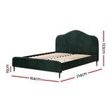 Darrahopens Furniture > Bedroom Artiss Bed Frame Queen Size Velvet Dark Green OLAN