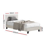 Darrahopens Furniture > Bedroom Artiss Bed Frame Single Size Boucle Fabric Mattress Base Platform Wooden