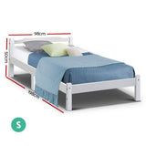 darrahopens Furniture > Bedroom Artiss Bed Frame Single Size Wooden Mattress Base Timber Platform White