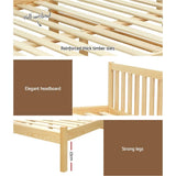Darrahopens Furniture > Bedroom Artiss Bed Frame Wooden Double Size Bed Base Pine Timber Mattress Foundation Oak
