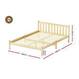 Darrahopens Furniture > Bedroom Artiss Bed Frame Wooden Double Size Bed Base Pine Timber Mattress Foundation Oak