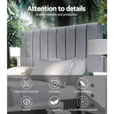 darrahopens Furniture > Bedroom Artiss Bed Head Headboard Double Size Bedhead Velvet Frame Base VELA Grey