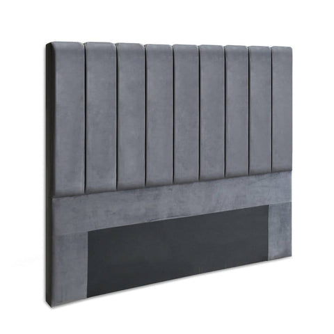 darrahopens Furniture > Bedroom Artiss Bed Head Headboard Double Size Bedhead Velvet Frame Base VELA Grey