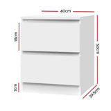 darrahopens Furniture > Bedroom Artiss Bedside Table Cabinet Lamp Side Tables Drawers Nightstand Unit White