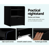 darrahopens Furniture > Bedroom Artiss Bedside Table Drawer - Black