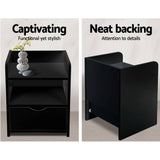 darrahopens Furniture > Bedroom Artiss Bedside Table Drawer - Black