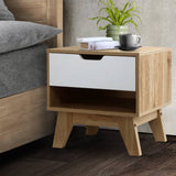 darrahopens Furniture > Bedroom Artiss Bedside Table Drawer Nightstand Shelf Cabinet Storage Lamp Side Wooden