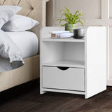 darrahopens Furniture > Bedroom Artiss Bedside Table Drawer - White