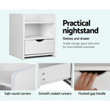 darrahopens Furniture > Bedroom Artiss Bedside Table Drawer - White