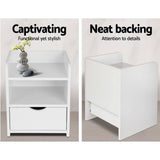 darrahopens Furniture > Bedroom Artiss Bedside Table Drawer - White