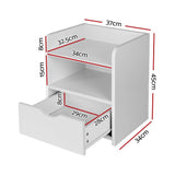 darrahopens Furniture > Bedroom Artiss Bedside Table Drawer - White