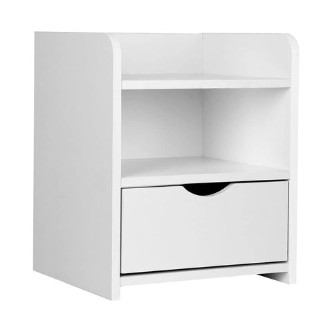 darrahopens Furniture > Bedroom Artiss Bedside Table Drawer - White