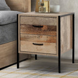 darrahopens Furniture > Bedroom Artiss Bedside Table Drawers Nightstand Metal Oak