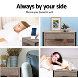 darrahopens Furniture > Bedroom Artiss Bedside Table Drawers Nightstand Metal Oak