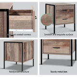 darrahopens Furniture > Bedroom Artiss Bedside Table Drawers Nightstand Metal Oak
