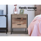 darrahopens Furniture > Bedroom Artiss Bedside Table Drawers Nightstand Metal Oak
