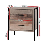 darrahopens Furniture > Bedroom Artiss Bedside Table Drawers Nightstand Metal Oak