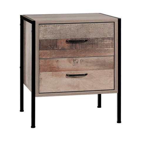 darrahopens Furniture > Bedroom Artiss Bedside Table Drawers Nightstand Metal Oak