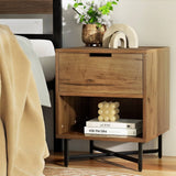 Darrahopens Furniture > Bedroom Artiss Bedside Table Drawers Shelf Side Nightstand Storage Bedroom Rust Oak