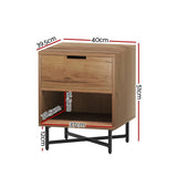 Darrahopens Furniture > Bedroom Artiss Bedside Table Drawers Shelf Side Nightstand Storage Bedroom Rust Oak
