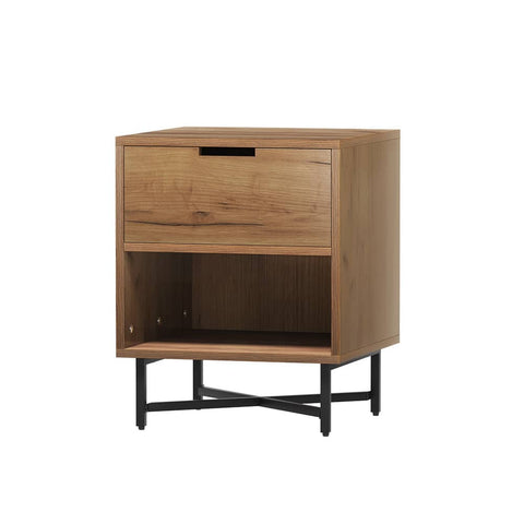 Darrahopens Furniture > Bedroom Artiss Bedside Table Drawers Shelf Side Nightstand Storage Bedroom Rust Oak
