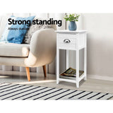 darrahopens Furniture > Bedroom Artiss Bedside Table Nightstand Drawer Storage Cabinet Lamp Side Shelf White
