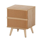 Darrahopens Furniture > Bedroom Artiss Bedside Table Rattan Side End Table 2 Drawers Nightstand Bedroom Storage