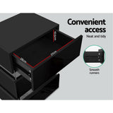 darrahopens Furniture > Bedroom Artiss Bedside Table Side Unit RGB LED Lamp 3 Drawers Nightstand Gloss Furniture Black