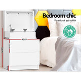darrahopens Furniture > Bedroom Artiss Bedside Tables 2 Drawers Side Table Storage Nightstand White Bedroom Wood