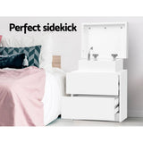 darrahopens Furniture > Bedroom Artiss Bedside Tables 2 Drawers Side Table Storage Nightstand White Bedroom Wood