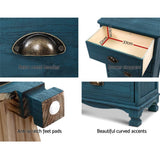 darrahopens Furniture > Bedroom Artiss Bedside Tables Drawers Side Table Cabinet Vintage Blue Storage Nightstand