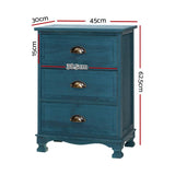 darrahopens Furniture > Bedroom Artiss Bedside Tables Drawers Side Table Cabinet Vintage Blue Storage Nightstand